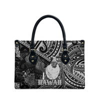 Hawaii King Kamehameha Leather Bag With Hawaiian Ipu Motifs Black Version