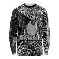 Hawaii King Kamehameha Long Sleeve Shirt With Hawaiian Ipu Motifs Black Version