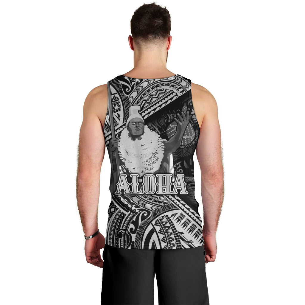Hawaii King Kamehameha Men Tank Top With Hawaiian Ipu Motifs Black Version