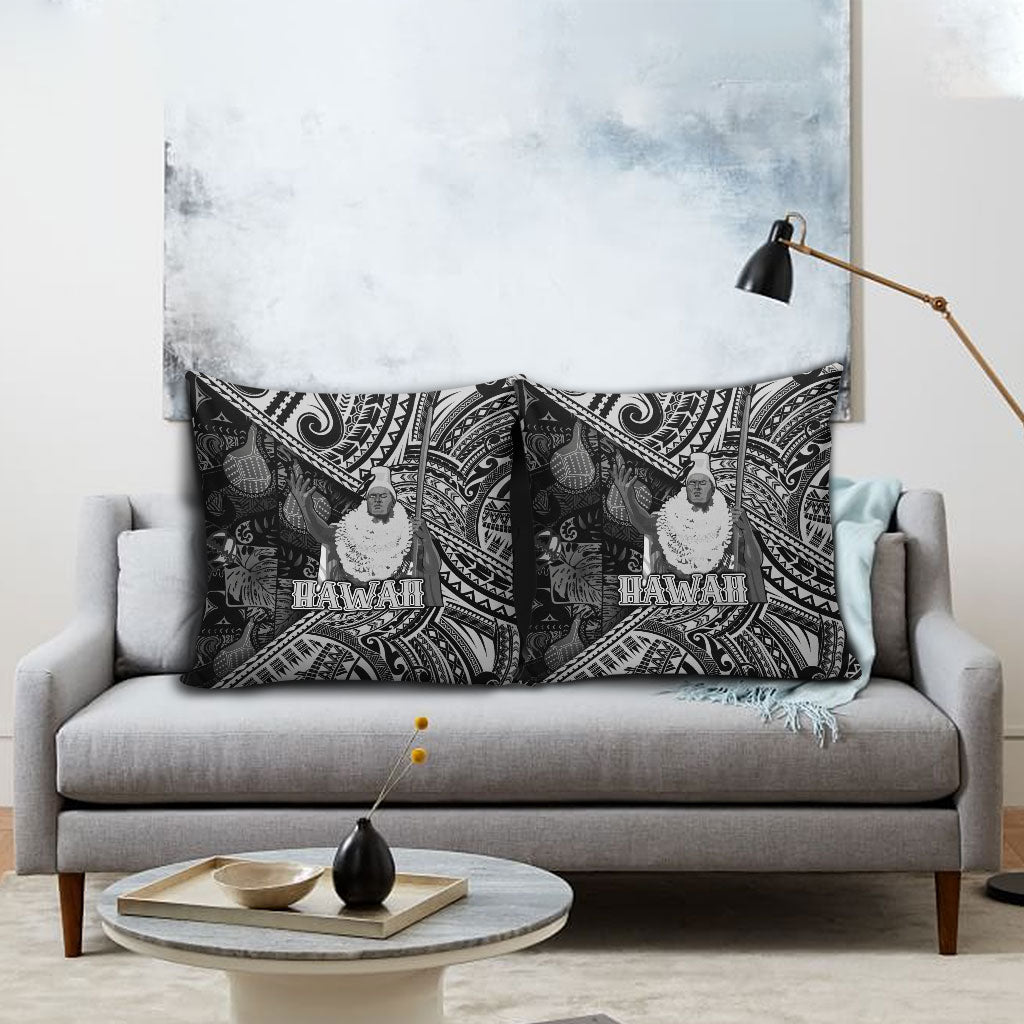Hawaii King Kamehameha Pillow Cover With Hawaiian Ipu Motifs Black Version
