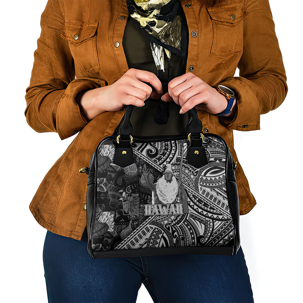 Hawaii King Kamehameha Shoulder Handbag With Hawaiian Ipu Motifs Black Version