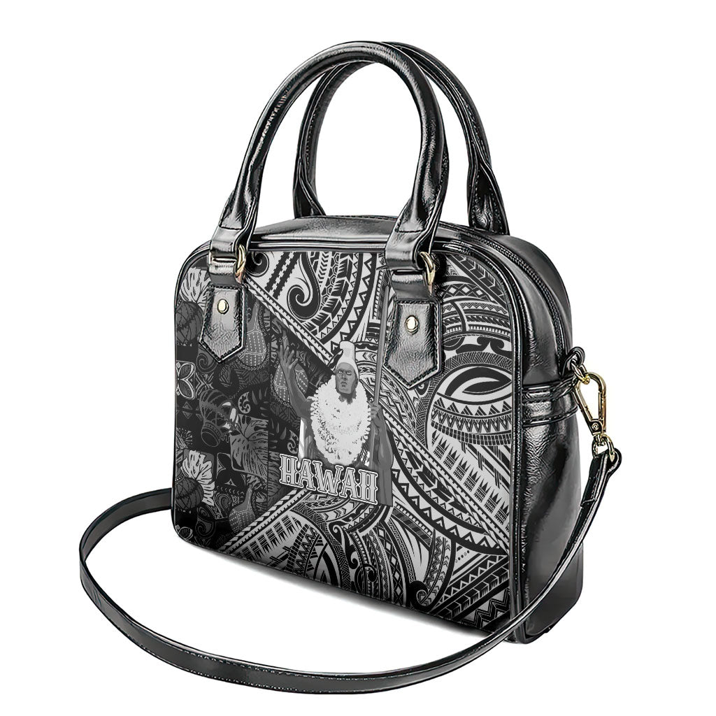 Hawaii King Kamehameha Shoulder Handbag With Hawaiian Ipu Motifs Black Version