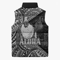 Hawaii King Kamehameha Sleeveless Puffer Jacket With Hawaiian Ipu Motifs Black Version