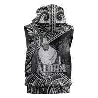 Hawaii King Kamehameha Sleeveless Zip Hoodie With Hawaiian Ipu Motifs Black Version