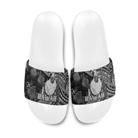 Hawaii King Kamehameha Slide Sandals With Hawaiian Ipu Motifs Black Version