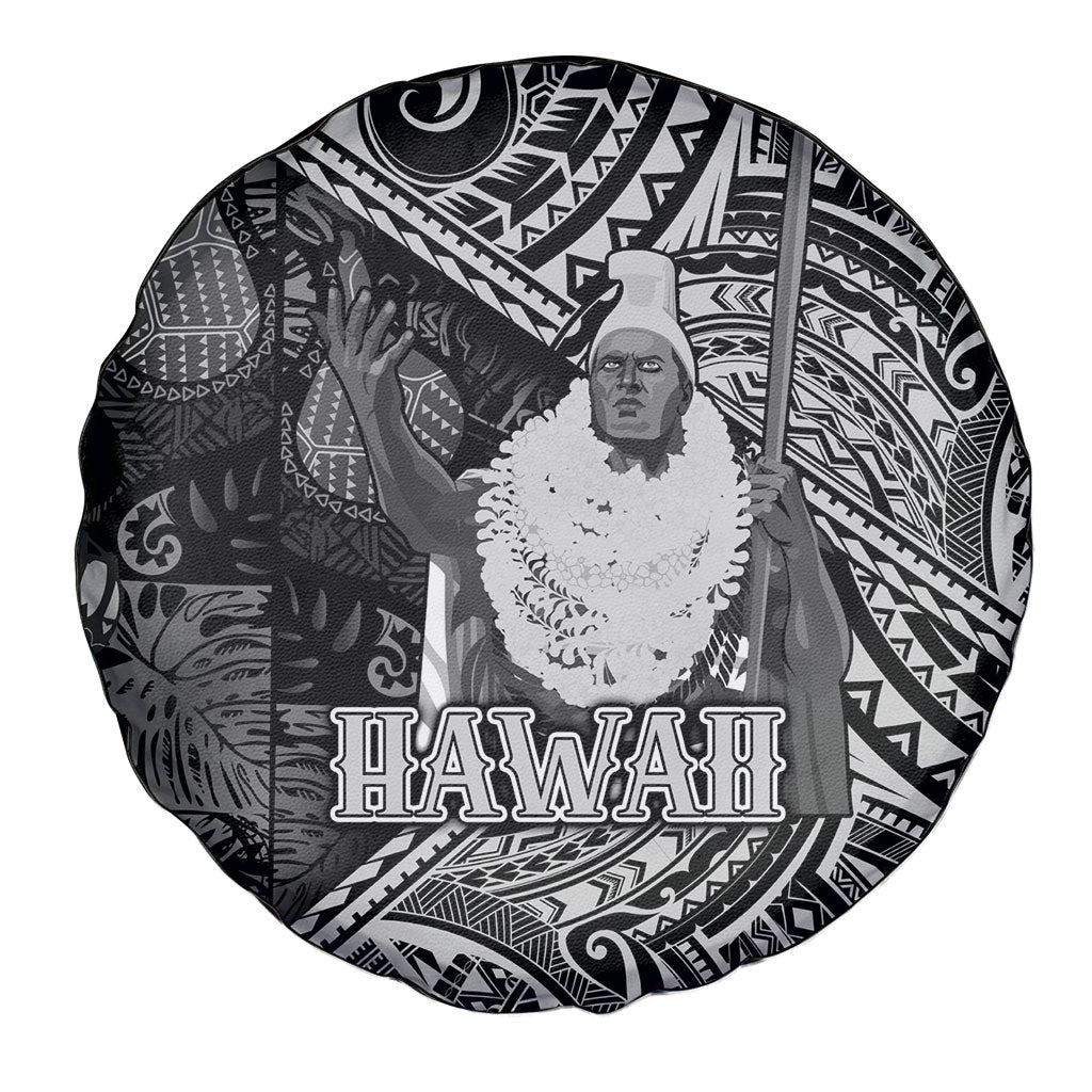 Hawaii King Kamehameha Spare Tire Cover With Hawaiian Ipu Motifs Black Version