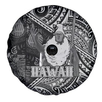 Hawaii King Kamehameha Spare Tire Cover With Hawaiian Ipu Motifs Black Version