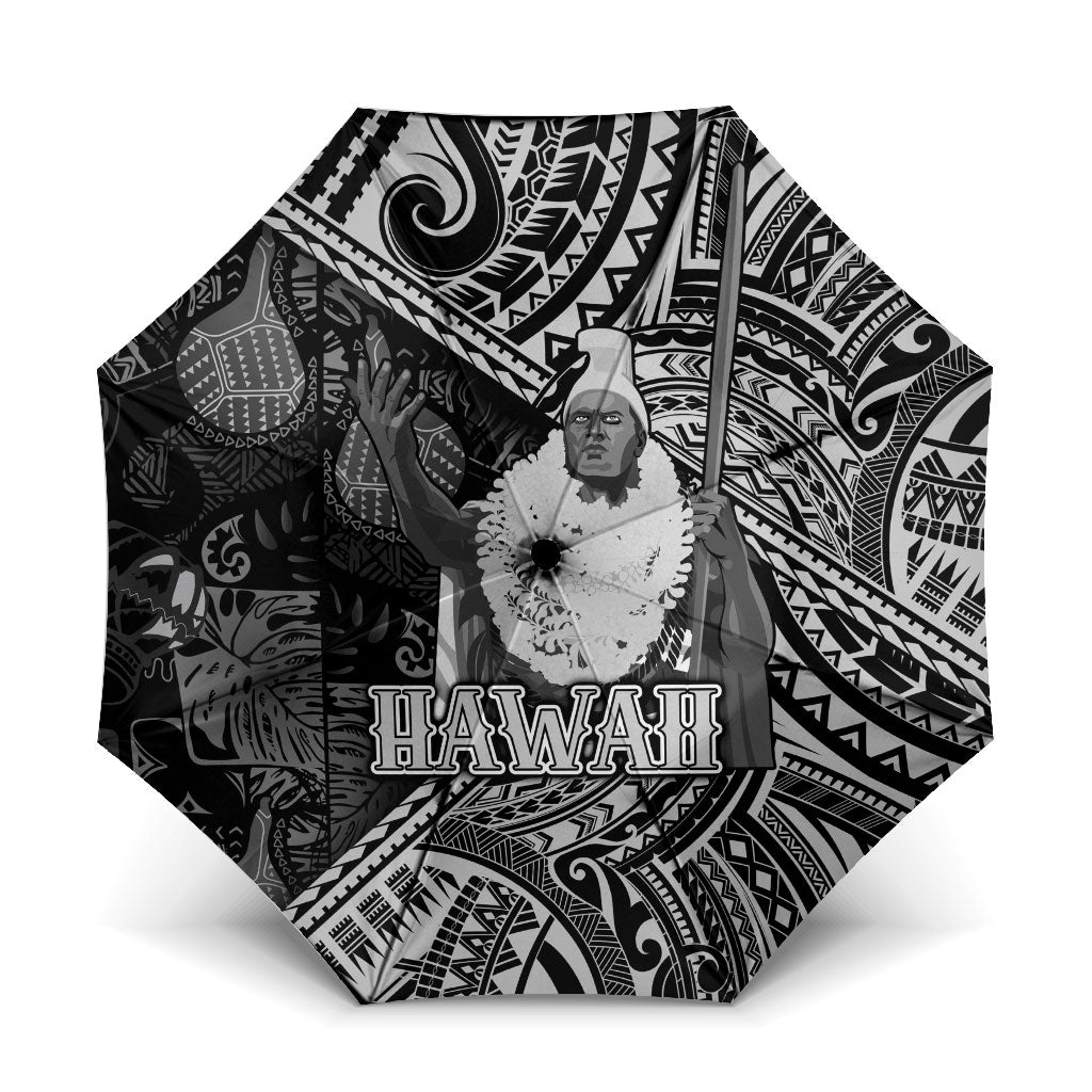 Hawaii King Kamehameha Umbrella With Hawaiian Ipu Motifs Black Version