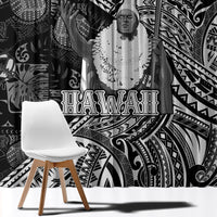 Hawaii King Kamehameha Window Curtain With Hawaiian Ipu Motifs Black Version