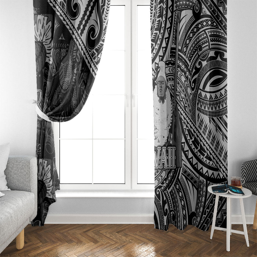 Hawaii King Kamehameha Window Curtain With Hawaiian Ipu Motifs Black Version