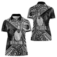 Hawaii King Kamehameha Women Polo Shirt With Hawaiian Ipu Motifs Black Version