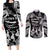 Hawaii Beautiful Hula Dancers Couples Matching Long Sleeve Bodycon Dress and Long Sleeve Button Shirt With Ipu Keke And Pahu Drum