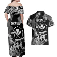 Hawaii Beautiful Hula Dancers Couples Matching Off Shoulder Maxi Dress and Hawaiian Shirt With Ipu Keke And Pahu Drum