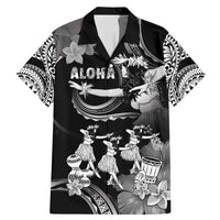 Hawaii Beautiful Hula Dancers Family Matching Mermaid Dress and Hawaiian Shirt With Ipu Keke And Pahu Drum LT05 Dad's Shirt - Short Sleeve Black - Polynesian Pride