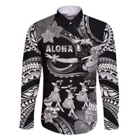 Hawaii Beautiful Hula Dancers Family Matching Mermaid Dress and Hawaiian Shirt With Ipu Keke And Pahu Drum LT05 Dad's Shirt - Long Sleeve Black - Polynesian Pride