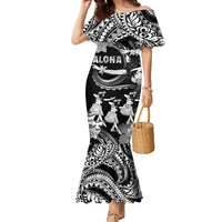 Hawaii Beautiful Hula Dancers Family Matching Mermaid Dress and Hawaiian Shirt With Ipu Keke And Pahu Drum LT05 Mom's Dress Black - Polynesian Pride