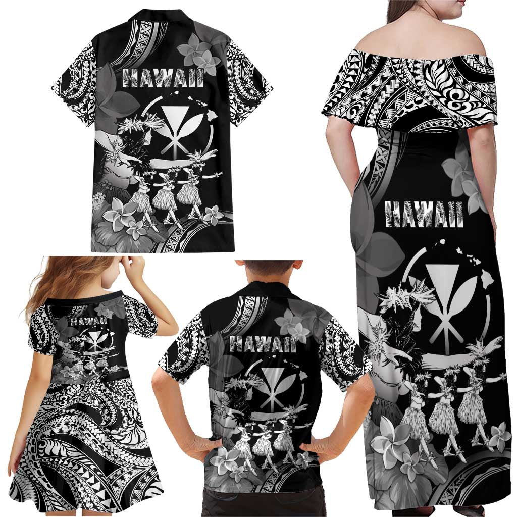 Hawaii Beautiful Hula Dancers Family Matching Off Shoulder Maxi Dress and Hawaiian Shirt With Ipu Keke And Pahu Drum