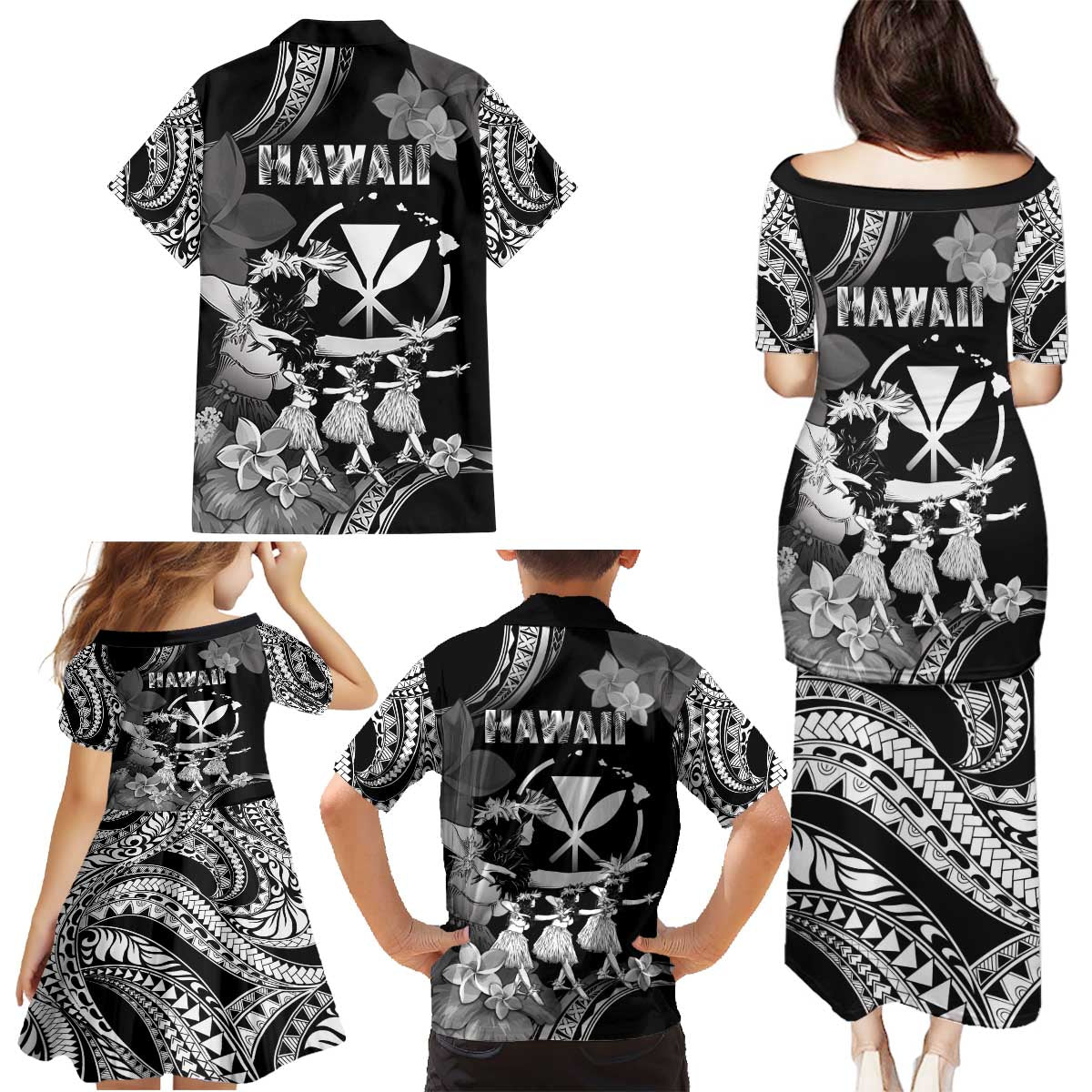 Hawaii Beautiful Hula Dancers Family Matching Puletasi and Hawaiian Shirt With Ipu Keke And Pahu Drum LT05 - Polynesian Pride