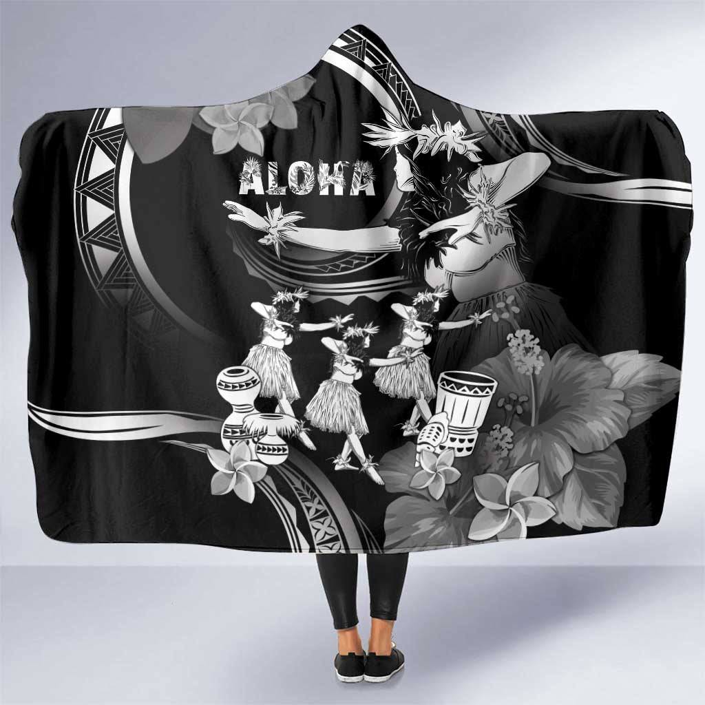 Hawaii Beautiful Hula Dancers Hooded Blanket With Ipu Keke And Pahu Drum