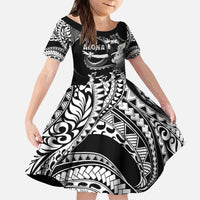 Hawaii Beautiful Hula Dancers Kid Short Sleeve Dress With Ipu Keke And Pahu Drum