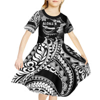 Hawaii Beautiful Hula Dancers Kid Short Sleeve Dress With Ipu Keke And Pahu Drum