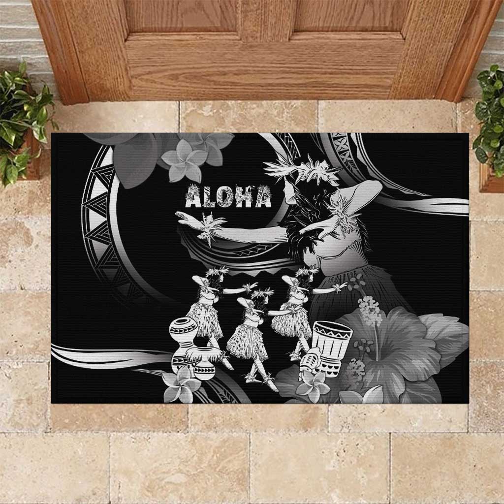 Hawaii Beautiful Hula Dancers Rubber Doormat With Ipu Keke And Pahu Drum