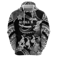 Hawaii Beautiful Hula Dancers Zip Hoodie With Ipu Keke And Pahu Drum