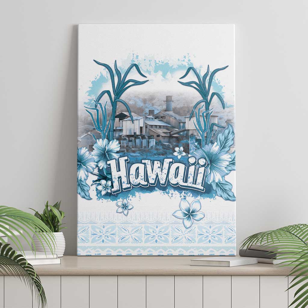Hawaii Sugar Plantation Canvas Wall Art With Hawaiian Tapa Pattern