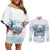 Hawaii Sugar Plantation Couples Matching Off Shoulder Short Dress and Long Sleeve Button Shirt With Hawaiian Tapa Pattern