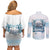 Hawaii Sugar Plantation Couples Matching Off Shoulder Short Dress and Long Sleeve Button Shirt With Hawaiian Tapa Pattern