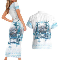 Hawaii Sugar Plantation Couples Matching Short Sleeve Bodycon Dress and Hawaiian Shirt With Hawaiian Tapa Pattern