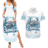 Hawaii Sugar Plantation Couples Matching Summer Maxi Dress and Hawaiian Shirt With Hawaiian Tapa Pattern