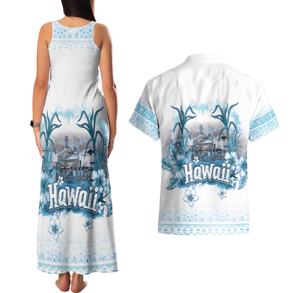 Hawaii Sugar Plantation Couples Matching Tank Maxi Dress and Hawaiian Shirt With Hawaiian Tapa Pattern