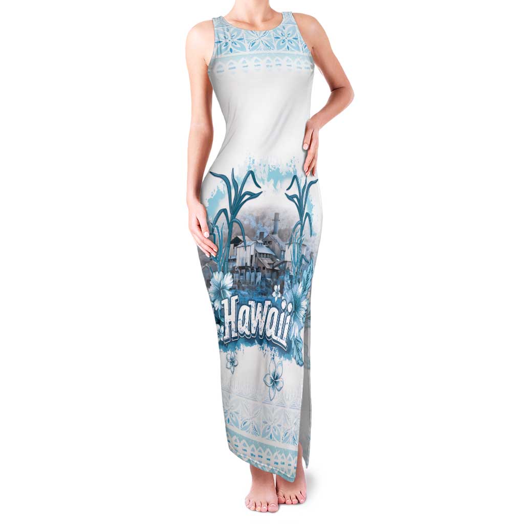 Hawaii Sugar Plantation Family Matching Tank Maxi Dress and Hawaiian Shirt With Hawaiian Tapa Pattern