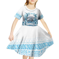 Hawaii Sugar Plantation Kid Short Sleeve Dress With Hawaiian Tapa Pattern