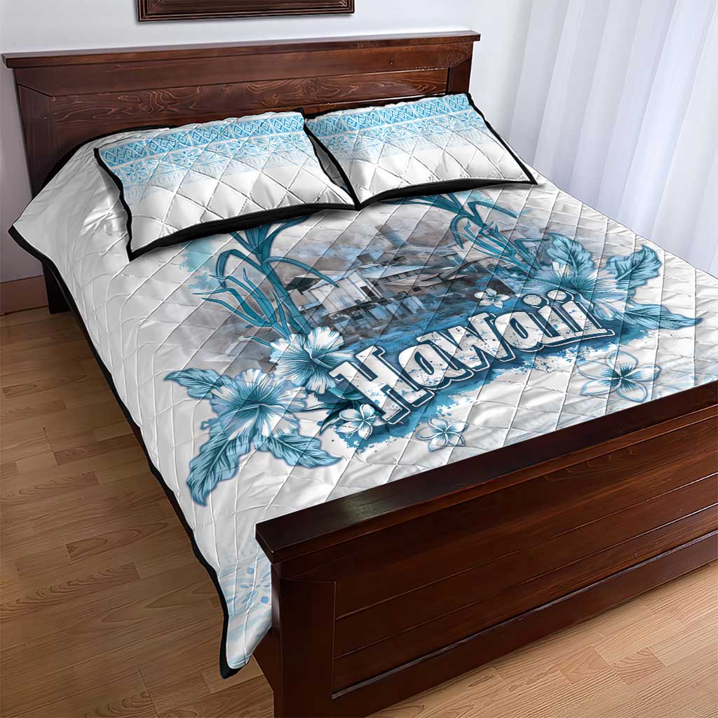 Hawaii Sugar Plantation Quilt Bed Set With Hawaiian Tapa Pattern