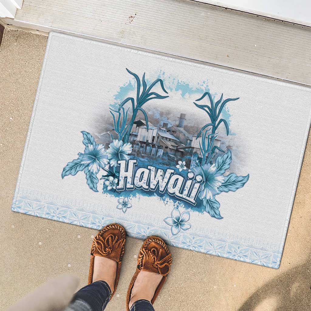 Hawaii Sugar Plantation Rubber Doormat With Hawaiian Tapa Pattern