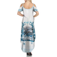 Hawaii Sugar Plantation Summer Maxi Dress With Hawaiian Tapa Pattern