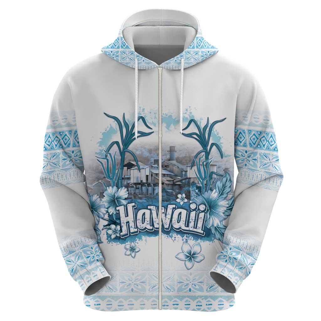 Hawaii Sugar Plantation Zip Hoodie With Hawaiian Tapa Pattern