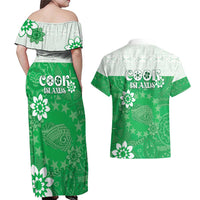 Cook Islands Maori Language Week Couples Matching Off Shoulder Maxi Dress and Hawaiian Shirt Pacific Tapa Pattern
