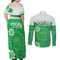 Cook Islands Maori Language Week Couples Matching Off Shoulder Maxi Dress and Long Sleeve Button Shirt Pacific Tapa Pattern