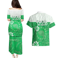 Cook Islands Maori Language Week Couples Matching Puletasi and Hawaiian Shirt Pacific Tapa Pattern