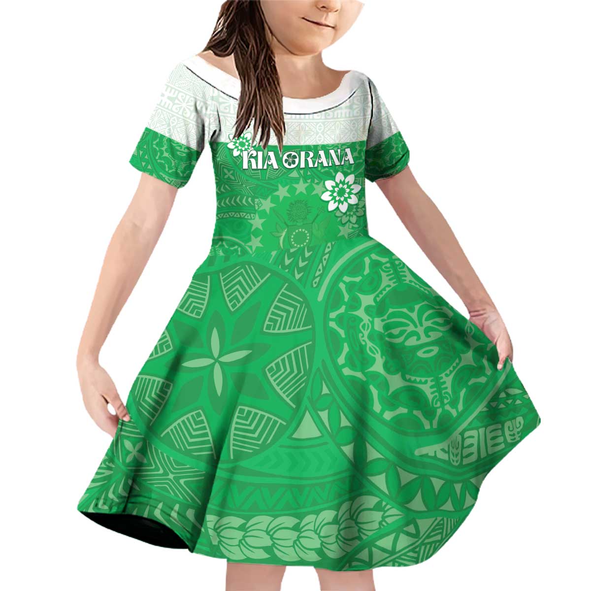 Cook Islands Maori Language Week Family Matching Off Shoulder Short Dress and Hawaiian Shirt Pacific Tapa Pattern