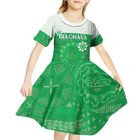 Cook Islands Maori Language Week Kid Short Sleeve Dress Pacific Tapa Pattern