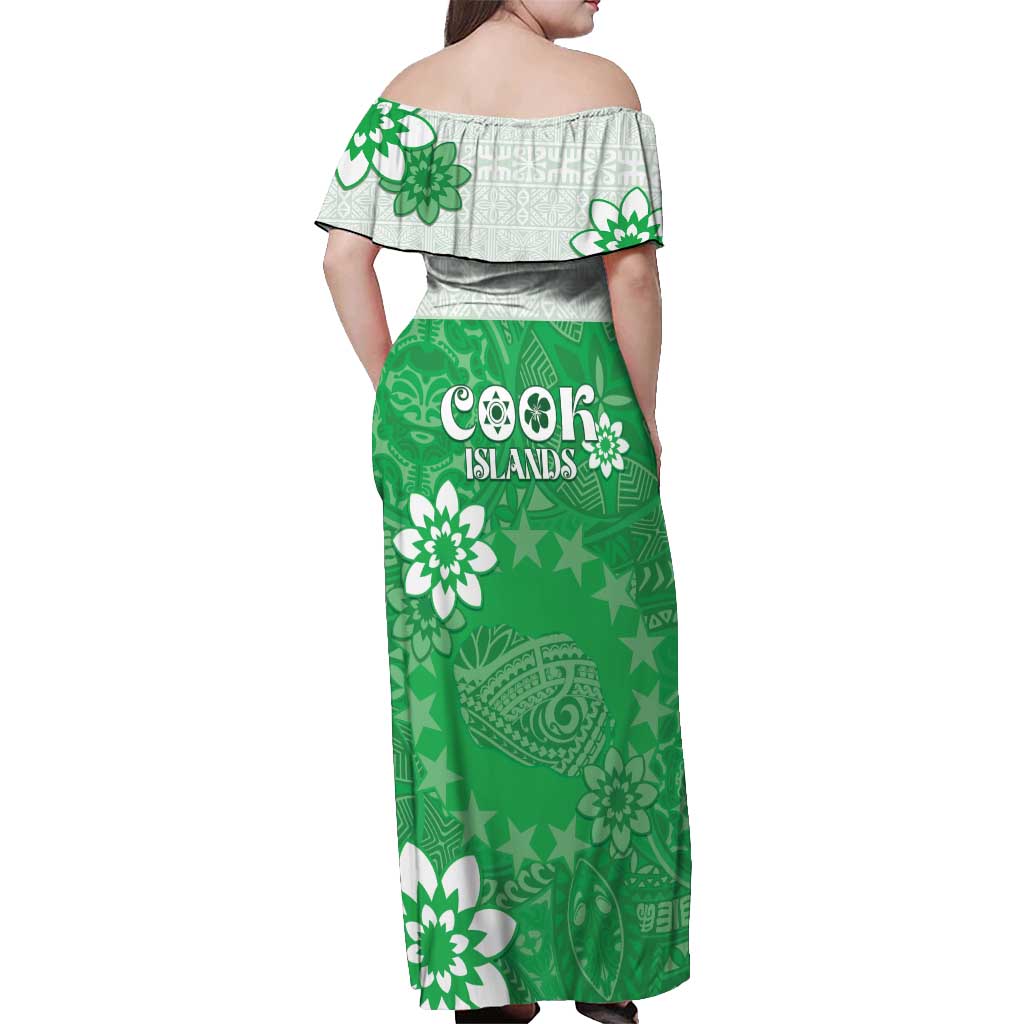 Cook Islands Maori Language Week Off Shoulder Maxi Dress Pacific Tapa Pattern