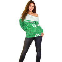 Cook Islands Maori Language Week Off Shoulder Sweater Pacific Tapa Pattern