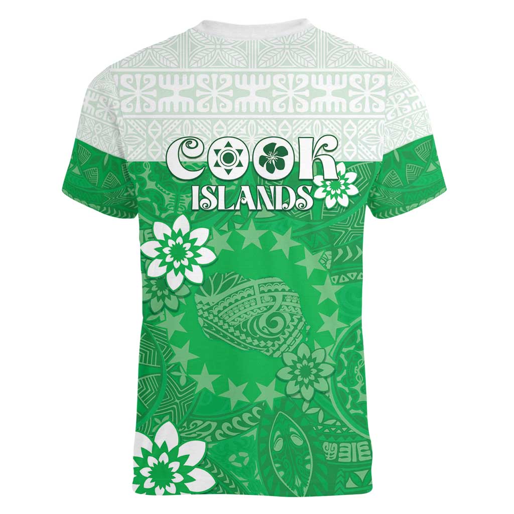 Cook Islands Maori Language Week Women V-Neck T-Shirt Pacific Tapa Pattern