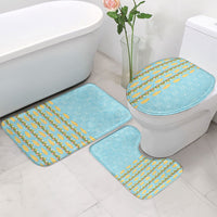 Hawaii Shell Tiare Anthurium Heliconia Lei Bathroom Set With Tapa Pattern Baby Blue