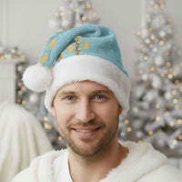 Hawaii Shell Tiare Anthurium Heliconia Lei Christmas Santa Hat With Tapa Pattern Baby Blue LT05 - Polynesian Pride