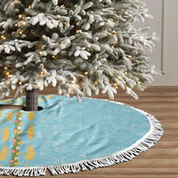 Hawaii Shell Tiare Anthurium Heliconia Lei Tree Skirt With Tapa Pattern Baby Blue LT05 - Polynesian Pride